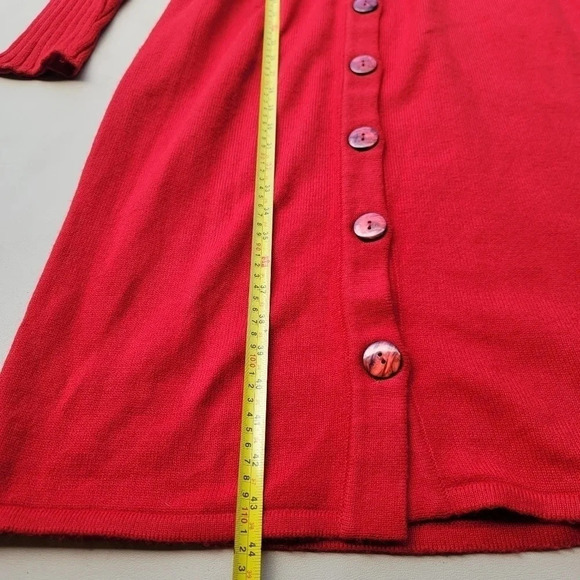 Jessica Howard Red Sweater Midi Dress Long Sleeves Front Buttoned Pockets Knit L - Picture 9 of 16